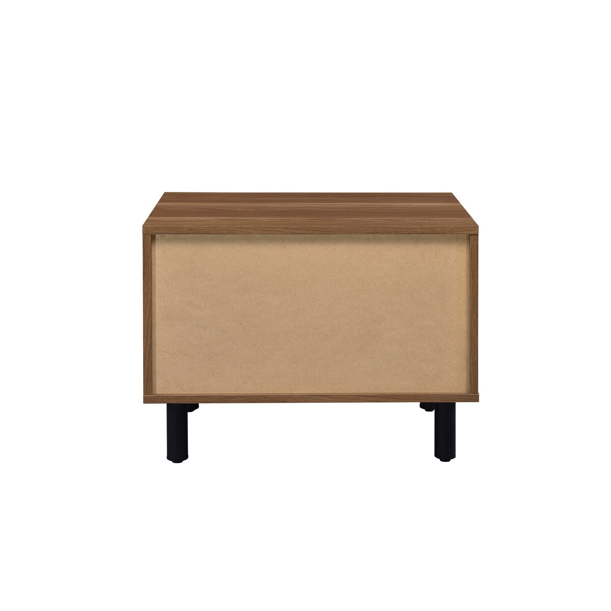 Wood 2 Drawer Nightstand Industrial Storage Cabinet Dresser with 1 Open Compartment and Metal Handle for Bedroom, Brown