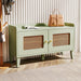 Wood 2-Tier Entryway Shoe Cabinet Bench with Doors for Living Room