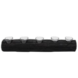 Wood 23" Log 5 Cup Tea Light Holder, Black 3.5"H - 23.25" x 4.0" x 3.5"