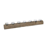 Wood 32" Log 7-Cup Tealight Holder, Gray