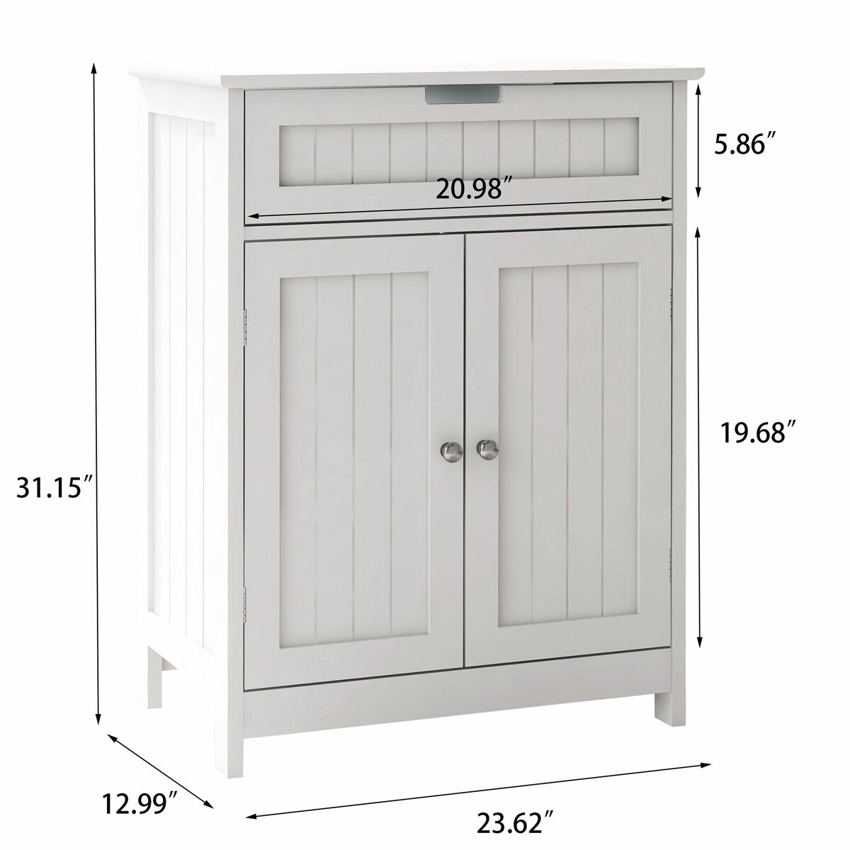 Wood Bathroom Storage Organizer Floor Cabinet with 2 Doors and Drawer