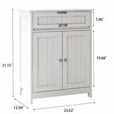 Wood Bathroom Storage Organizer Floor Cabinet with 2 Doors and Drawer