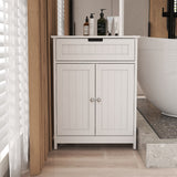 Wood Bathroom Storage Organizer Floor Cabinet with 2 Doors and Drawer