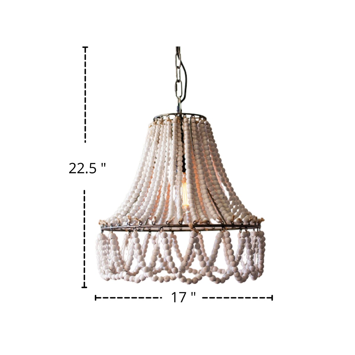 Wood Beads Pendant Light - 17-inches Diameter