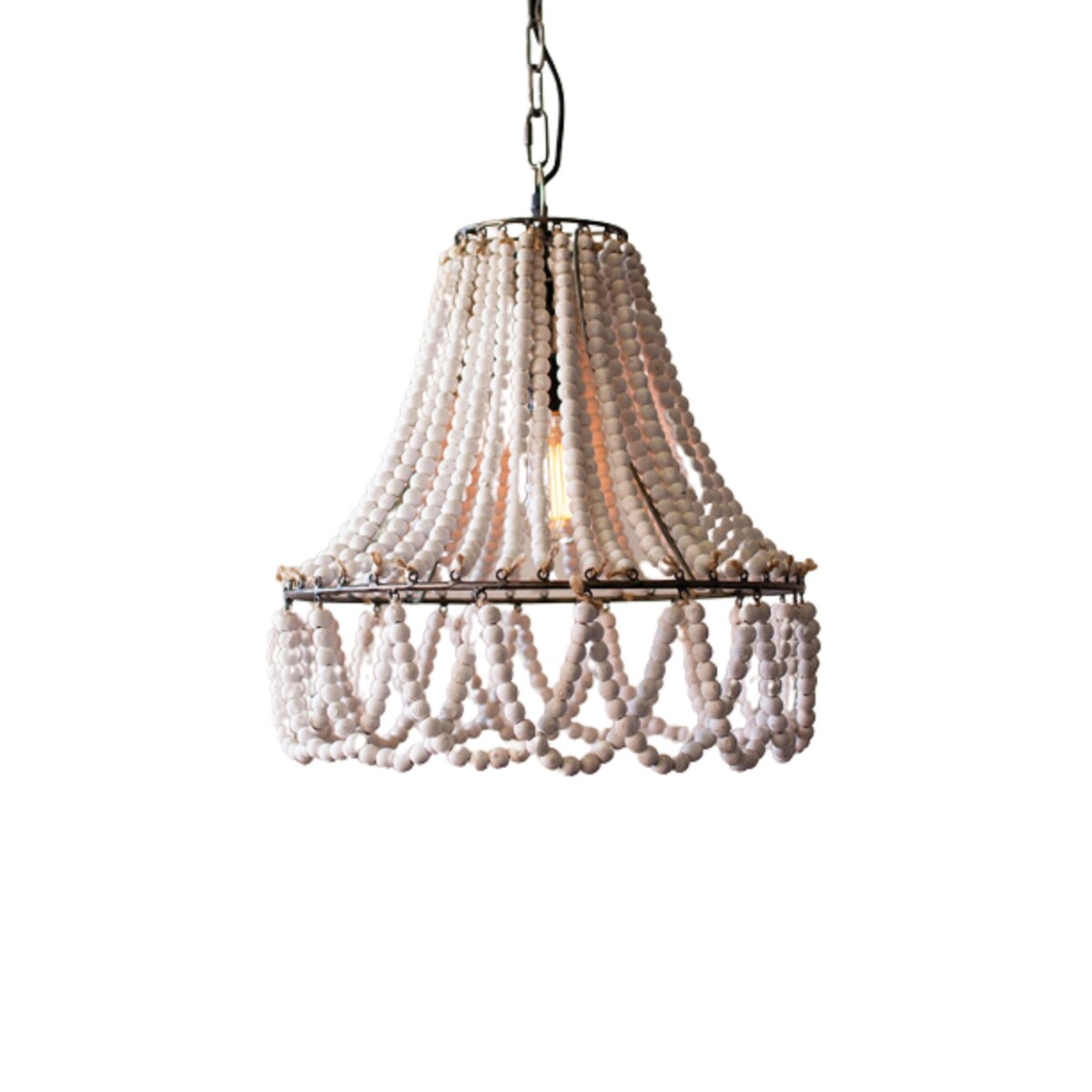 Wood Beads Pendant Light - 17-inches Diameter