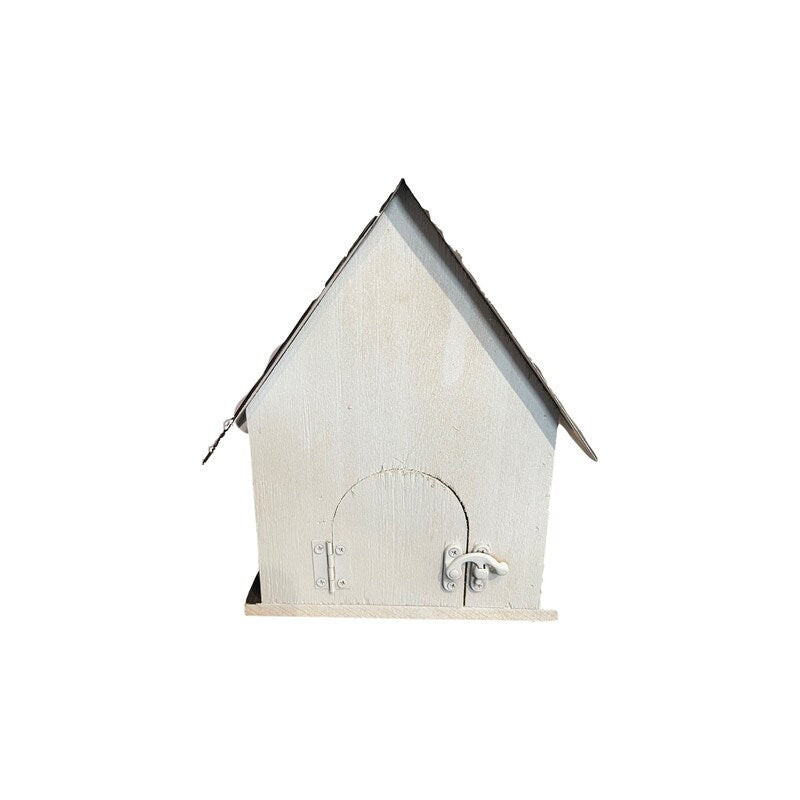 Wood Birdhouse With License Plate Roof (Bird-Yellow)