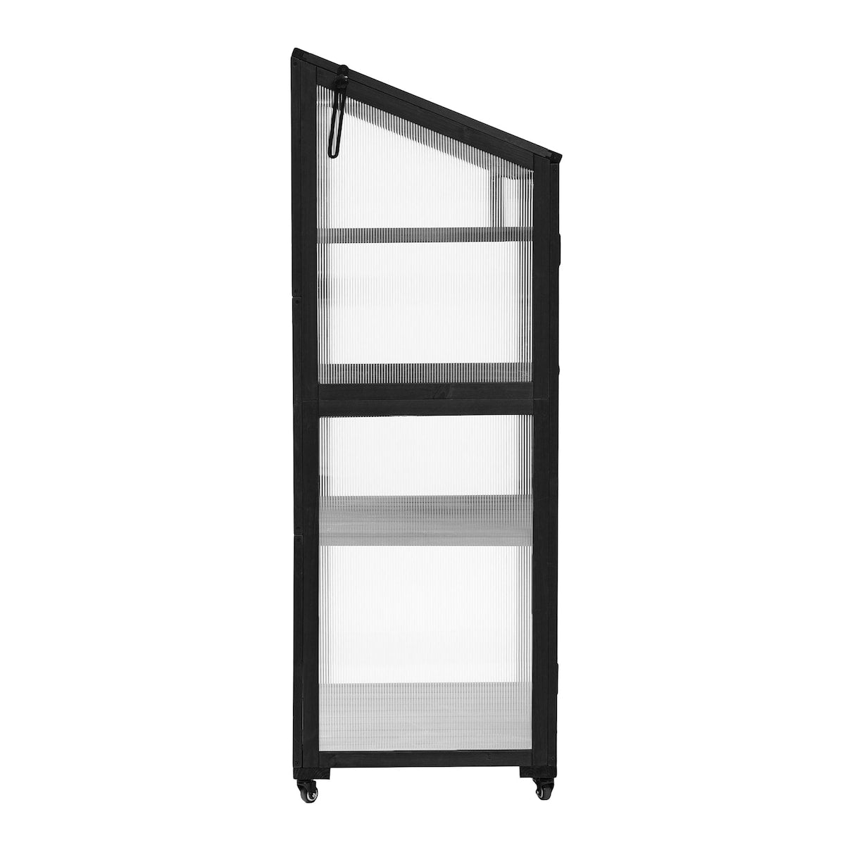 Wood Black Outdoor Large Greenhouse with Wheels and Adjustable Shelves