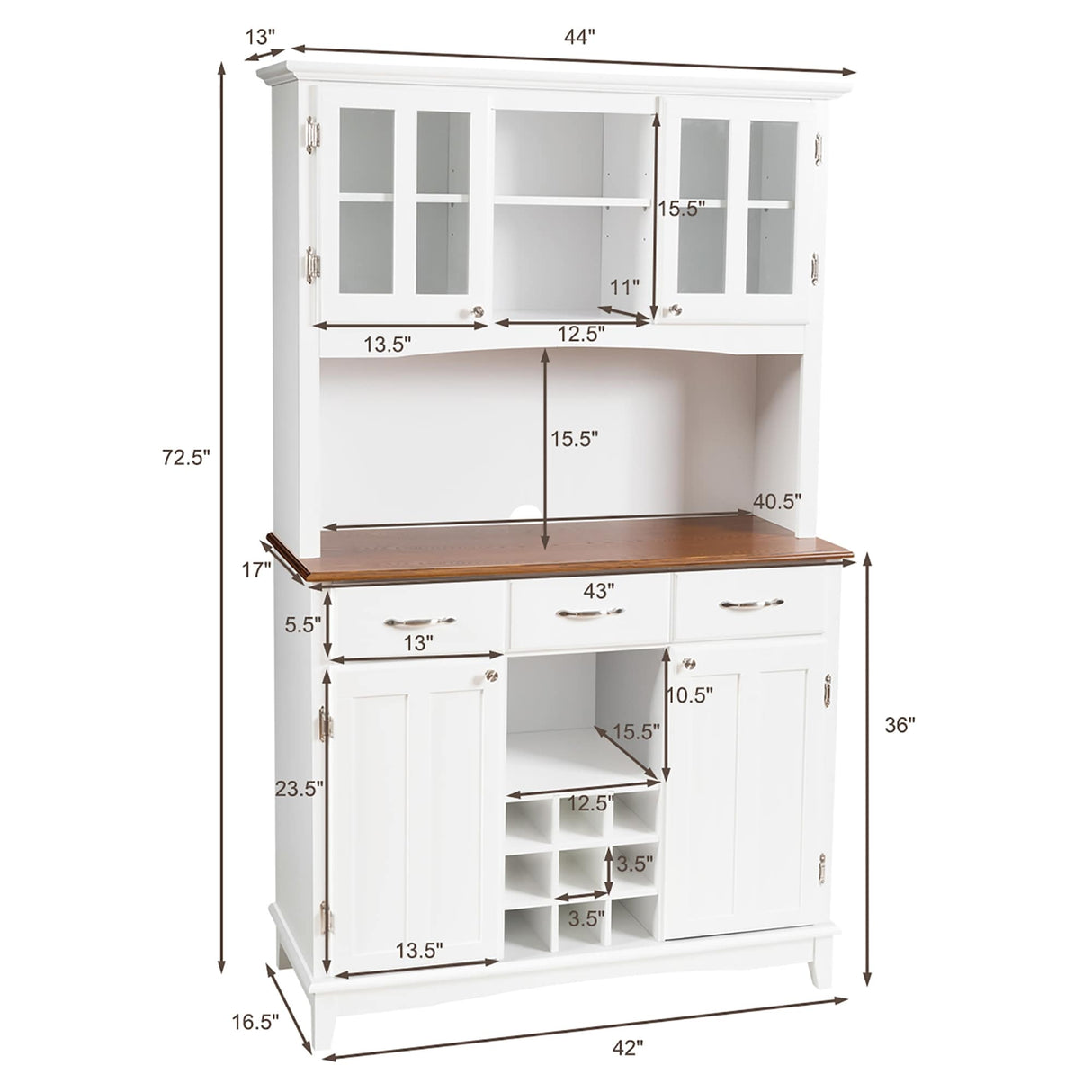 Wood Buffet Hutch Cabinet Kitchen Hutch Sideboard Buffet Cabinet