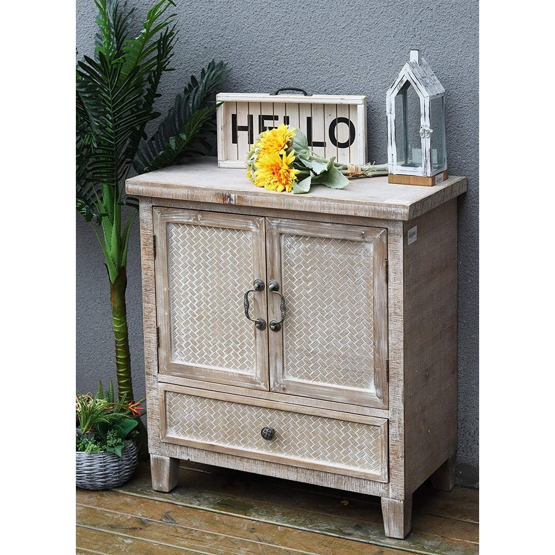 Wood Cabinet With 1 Drawer And 2 Doors,Farmhouse Style