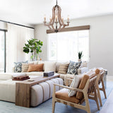5 Light Farmhouse Wood Chandelier Pendant Lighting - N/A