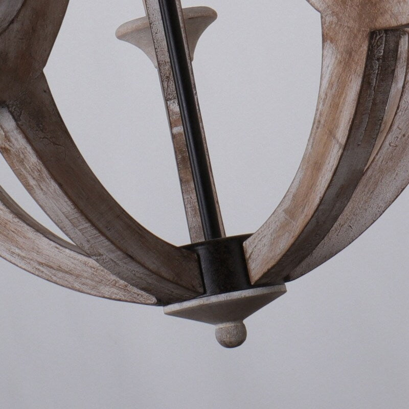 5 Light Farmhouse Wood Chandelier Pendant Lighting - N/A