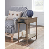 Gracewood Hollow Distressed Solid Wood Charging Chairside End Table