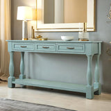 Wood Console Table with Drawers and Shelf