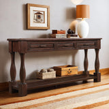 Wood Console Table with Drawers and Shelf