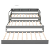Wood Daybed with 2 Trundles, 3 Storage Cubbies, 1 Light for Free and USB Charging Design