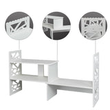 Wood Desktop Bookshelf Desktop Organizer Office Storage Rack Wood Display Shelf