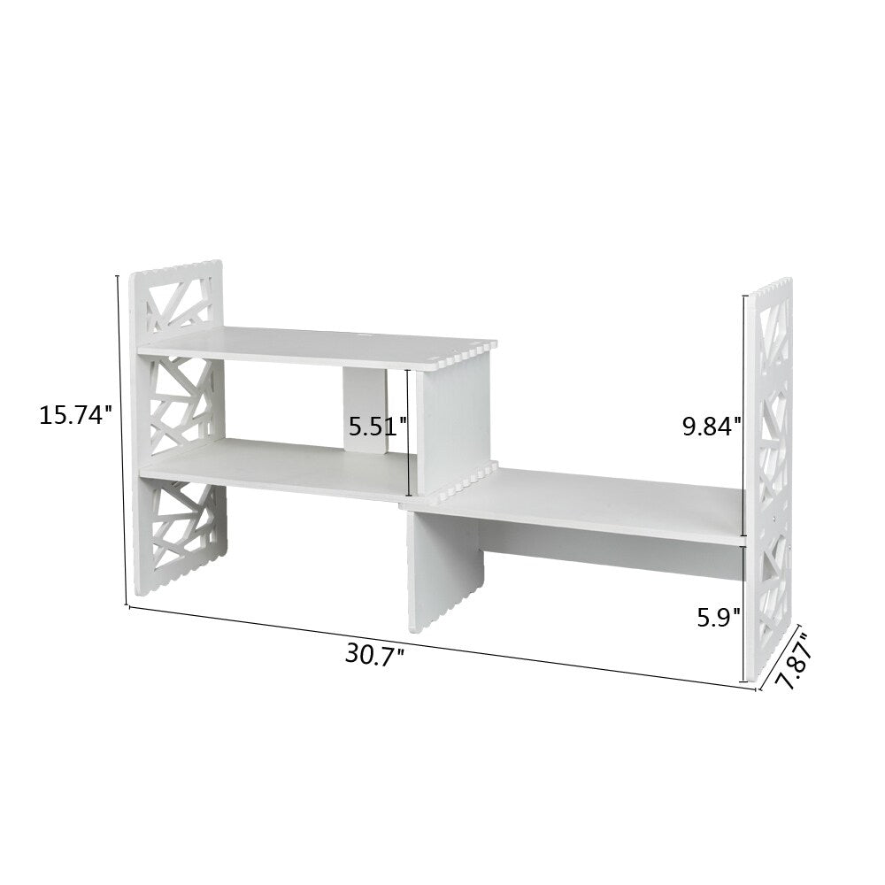 Wood Desktop Bookshelf Desktop Organizer Office Storage Rack Wood Display Shelf