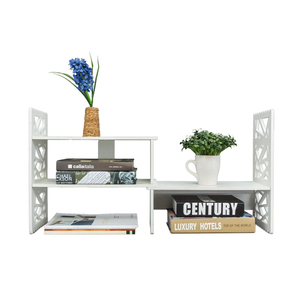 Wood Desktop Bookshelf Desktop Organizer Office Storage Rack Wood Display Shelf