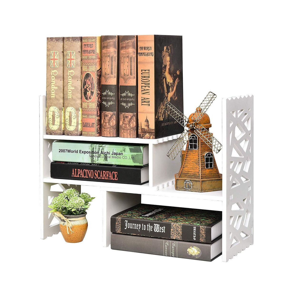 Wood Desktop Bookshelf Desktop Organizer Office Storage Rack Wood Display Shelf