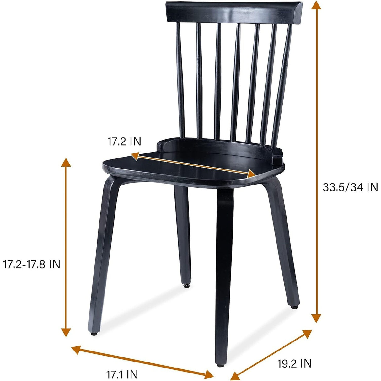 Wood Dining Chairs Set of 2/4/6 Farmhouse Spindle Back, Widen Seat, Modern Mid-Century Country Style