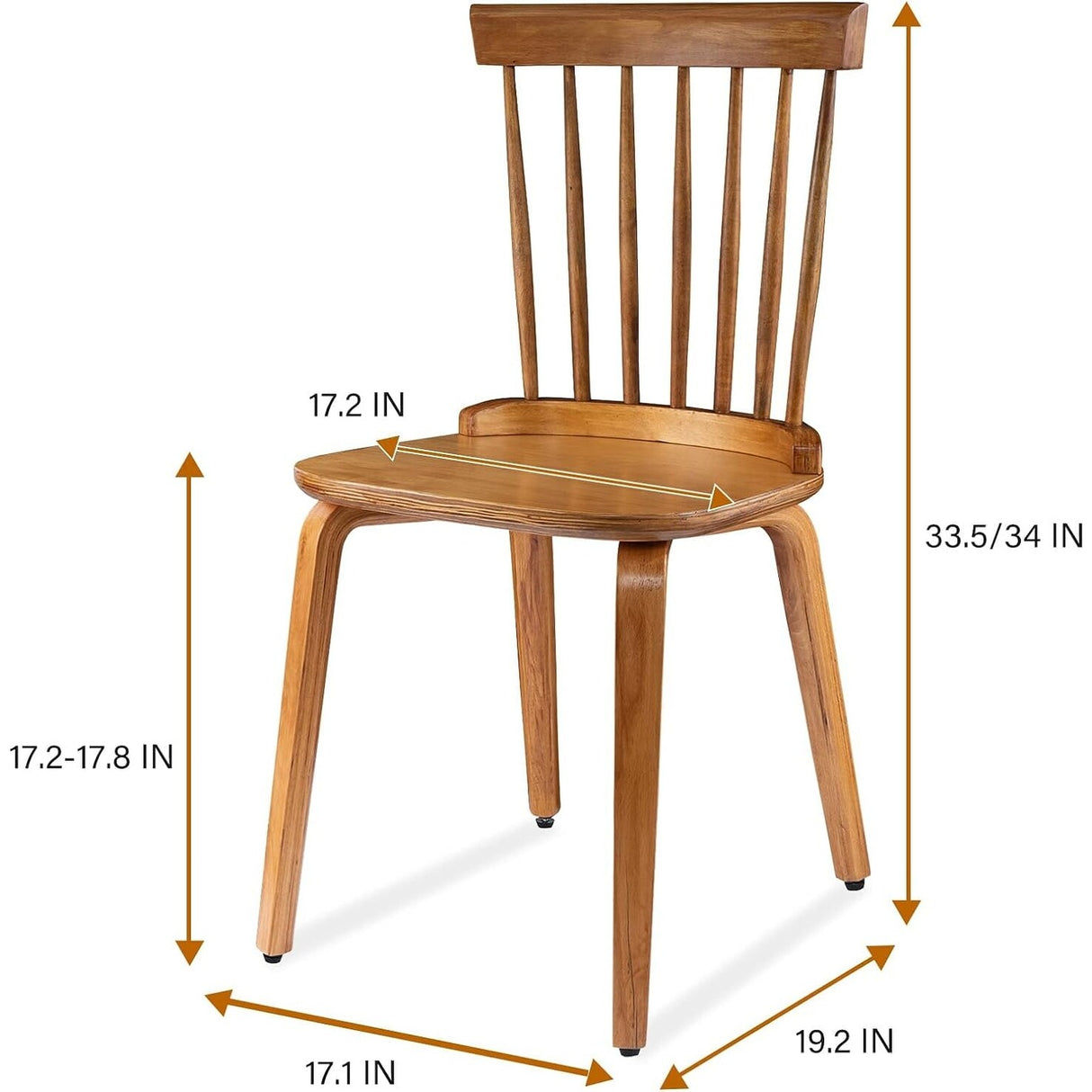 Wood Dining Chairs Set of 2/4/6 Farmhouse Spindle Back, Widen Seat, Modern Mid-Century Country Style