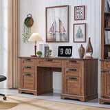 60" Farmhouse Executive Desk, Wood Home Office Desk, Computer Desk