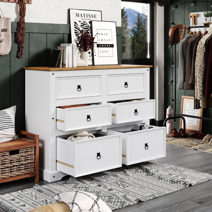 Wood Dresser 3+3 Drawers Chest Corona | Furniture Dash