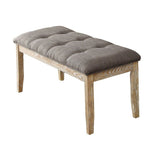 Wood & Fabric Dining Side Bench with Button Tuft