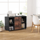 Wood File Cabinet with 2 Drawers and 4 Open Shelves Office Storage Cabinet