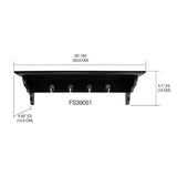 Wood Floating Shelf with Key Hooks, Black