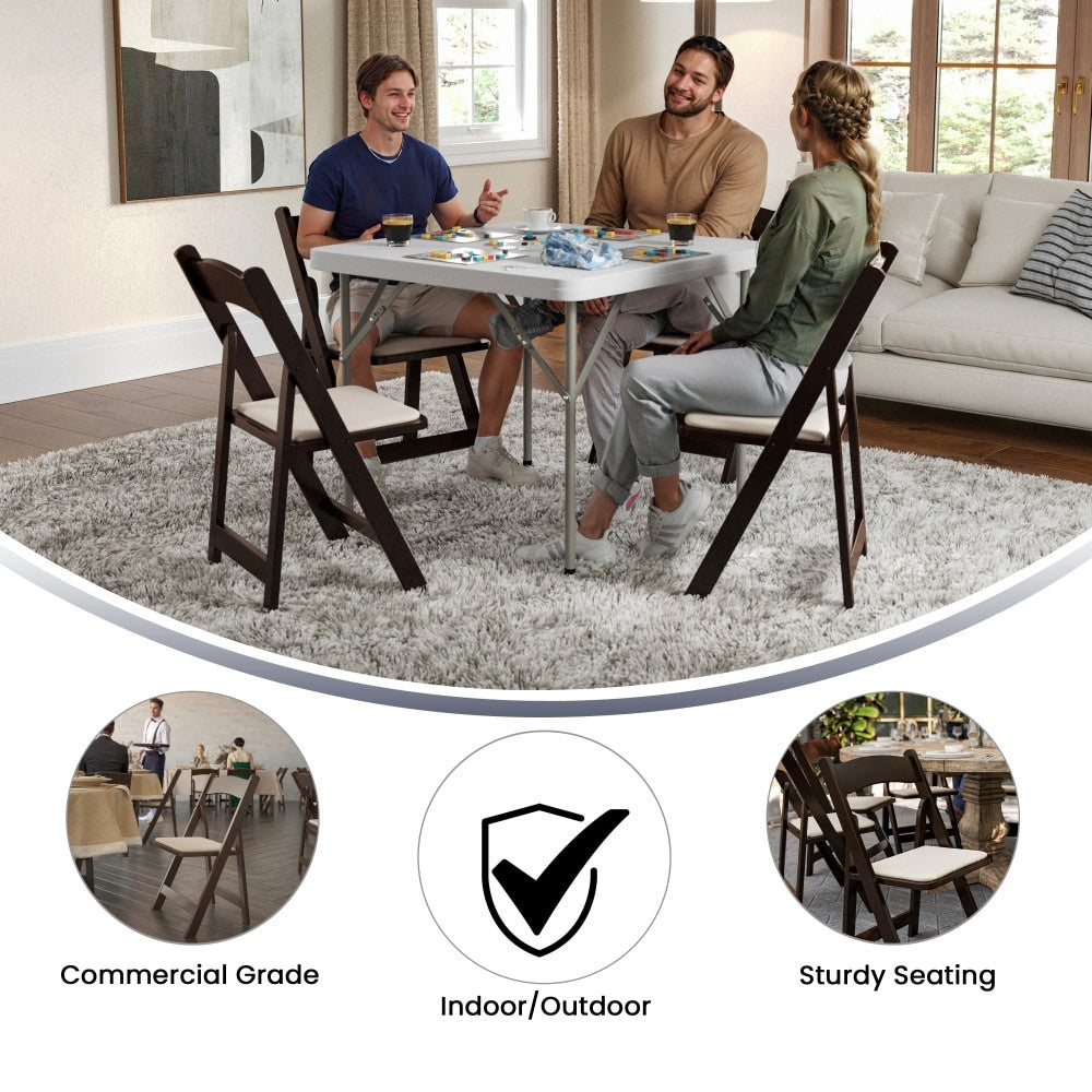 Wood Folding Chair with Vinyl Padded Seat (Set of 2) – Overstock