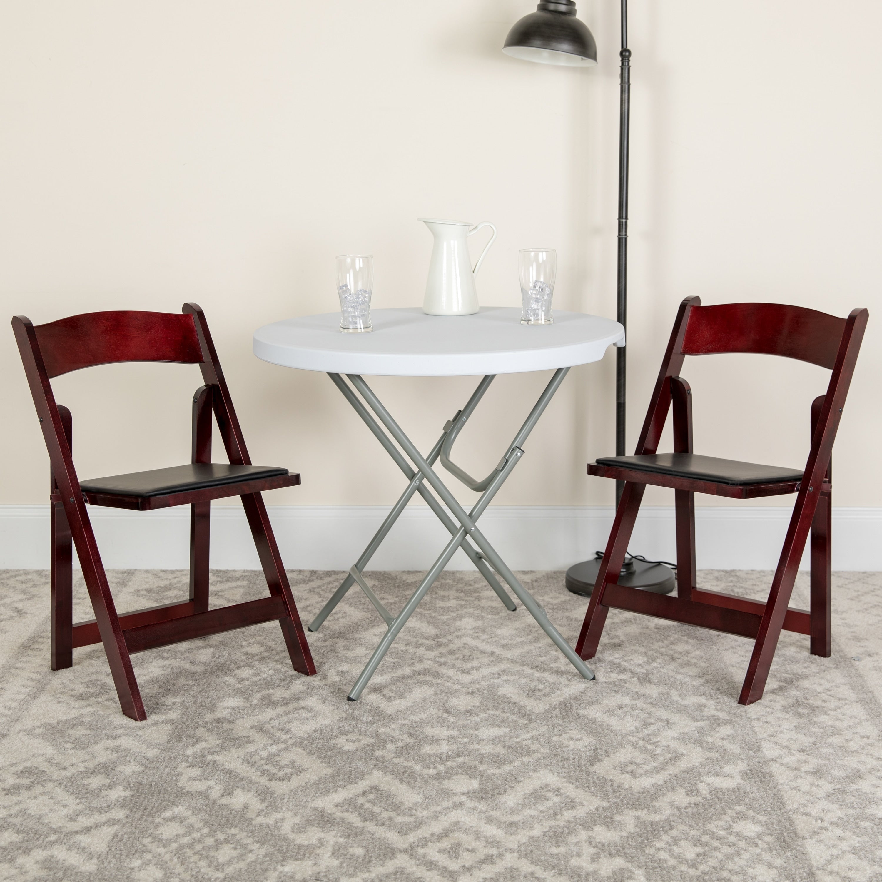 Wood Folding Chair with Vinyl Padded Seat (Set of 2) – Overstock