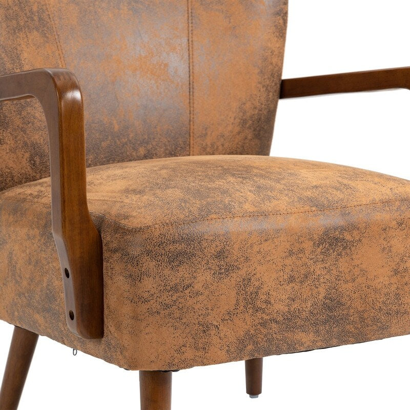 Wood Frame Armchair Modern Accent Chair Lounge Chair for Living Room, Coffee