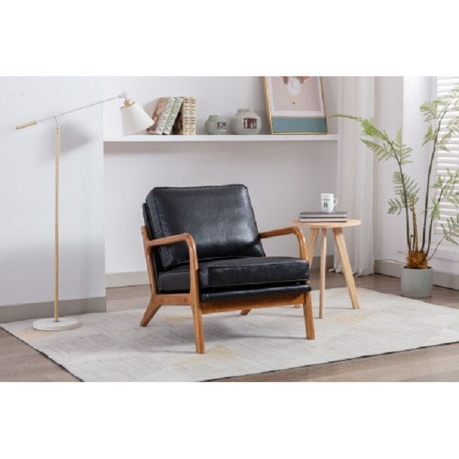 Wood Frame Armchair, Modern Accent Chair Lounge Chair for Living Room
