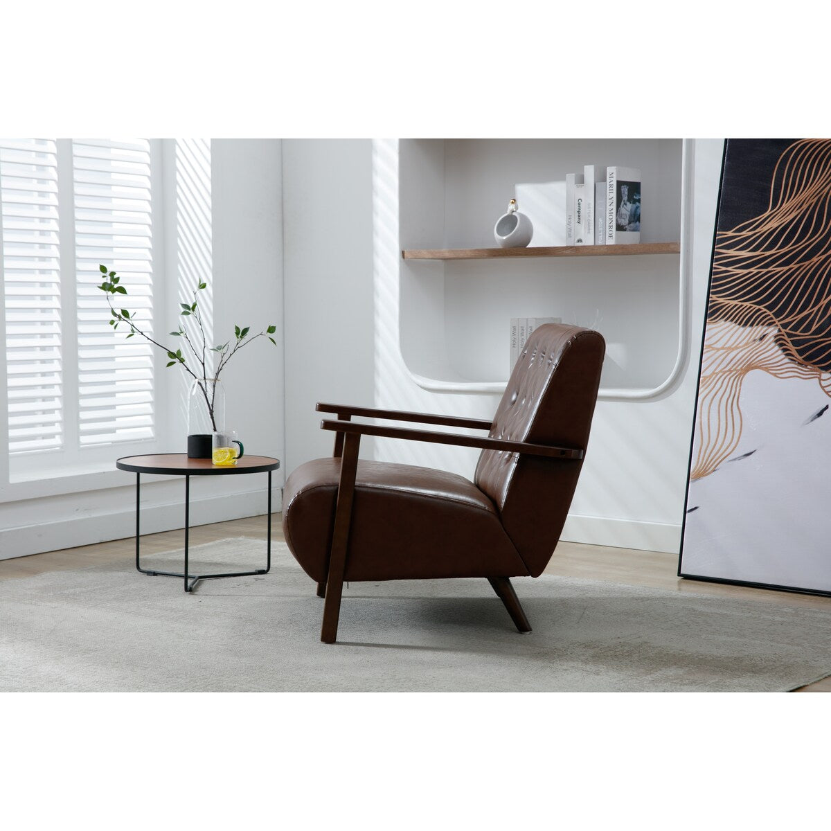 Wood Frame Armchair, Modern Accent Chair Lounge Chair