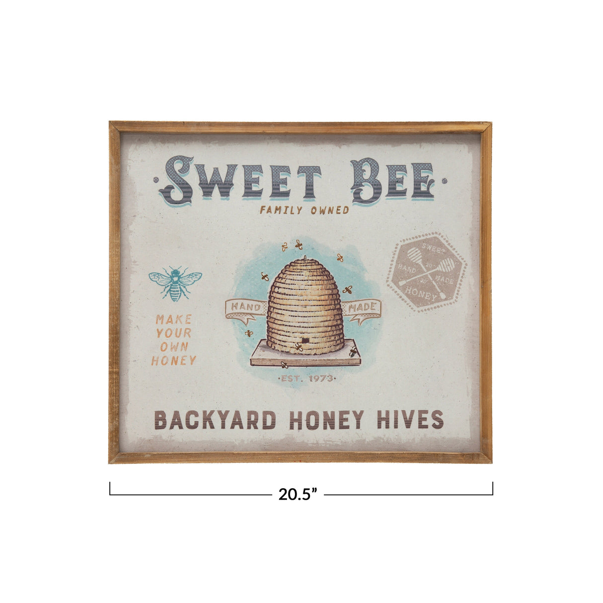 Wood Framed Canvas Wall Décor "Sweet Bee Backyard Honey Hives"