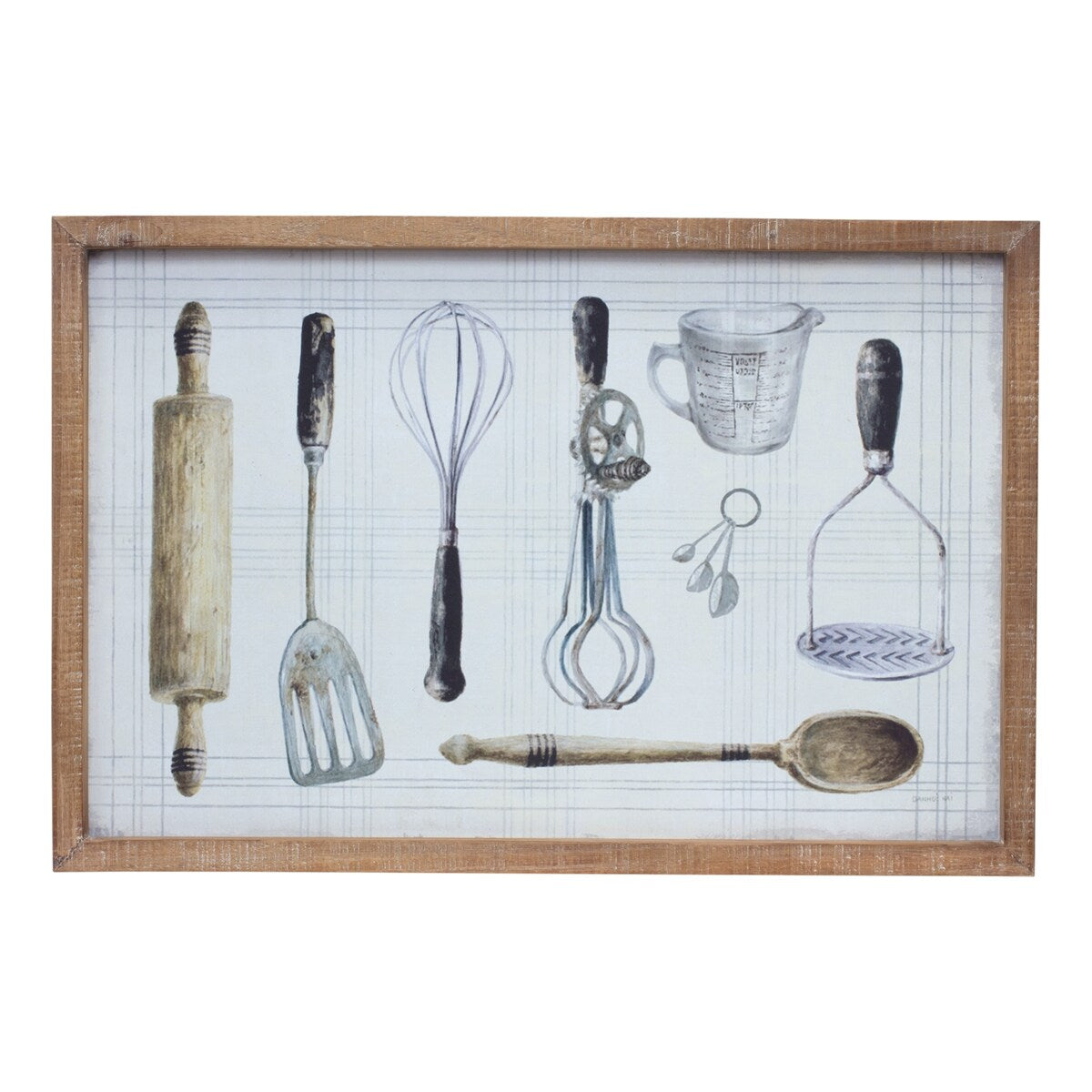 Wood Framed Kitchen Utensil Art Print 23.75"H