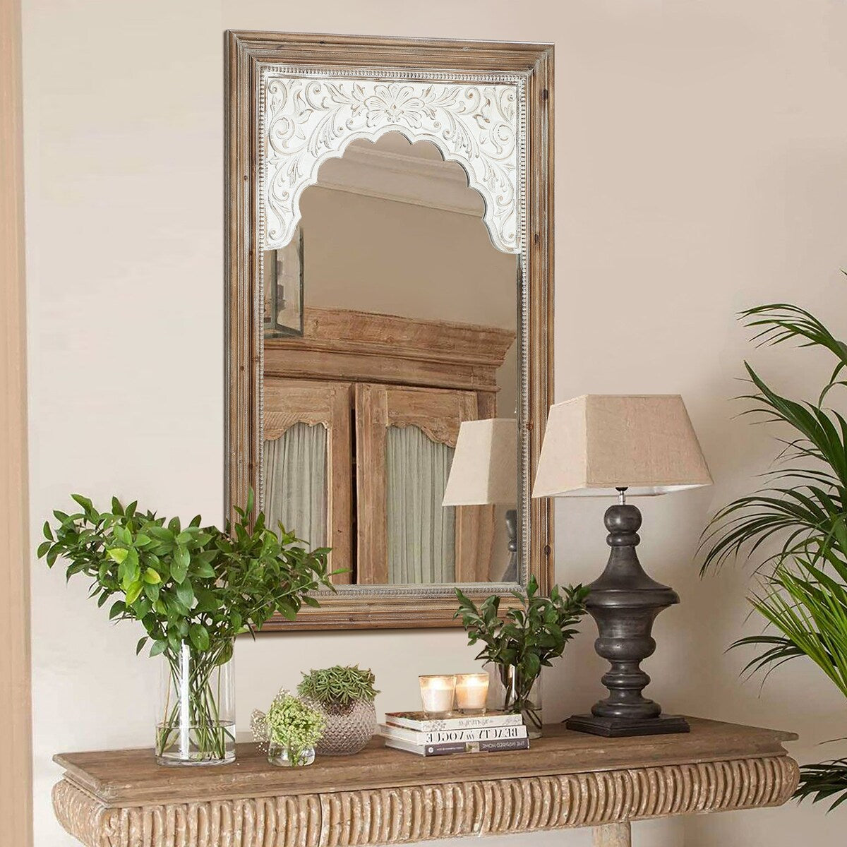 Wood Framed Rectangular Accent Wall Mirror - 43.39" H x 27.95" W x 1.5" D