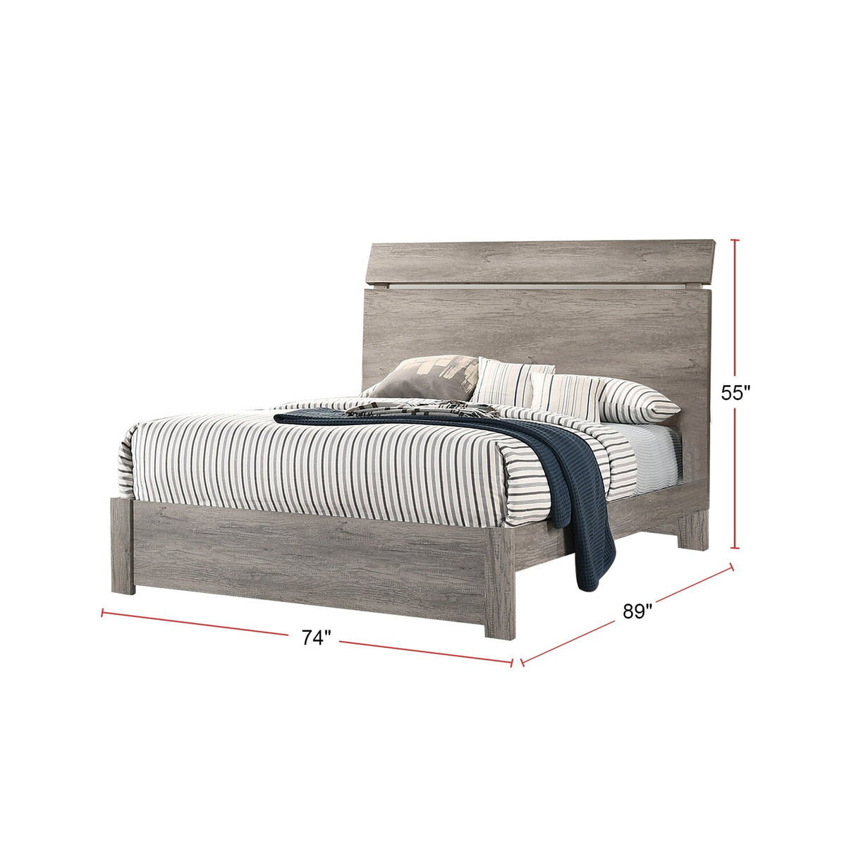 Wood Grain Surface Bed, Weathered Grey