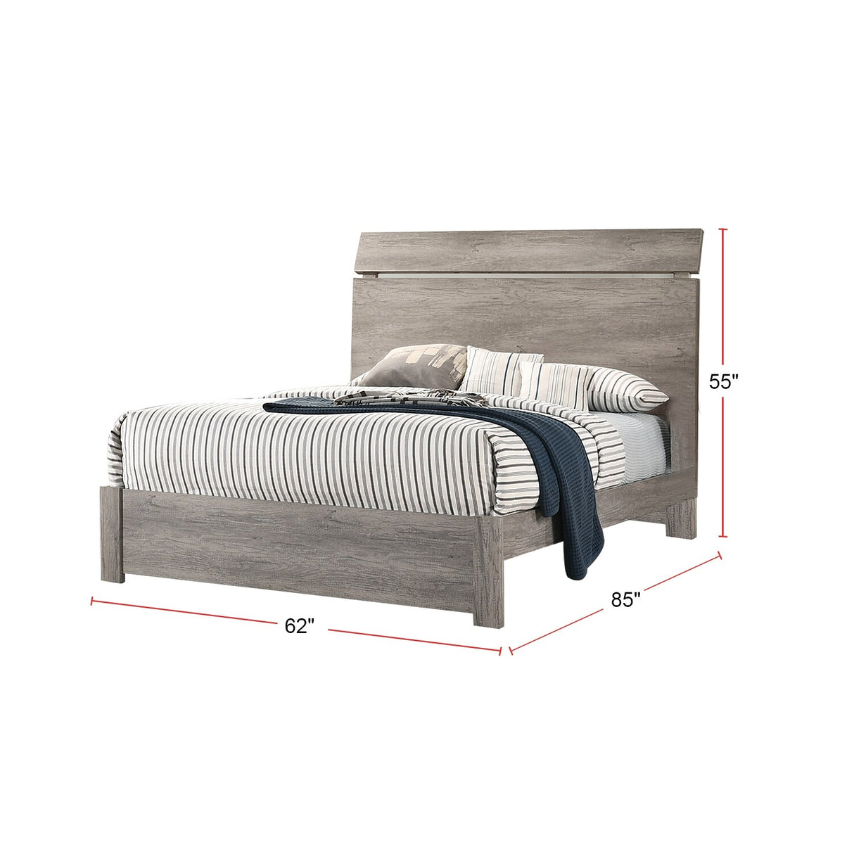 Wood Grain Surface Bed, Weathered Grey
