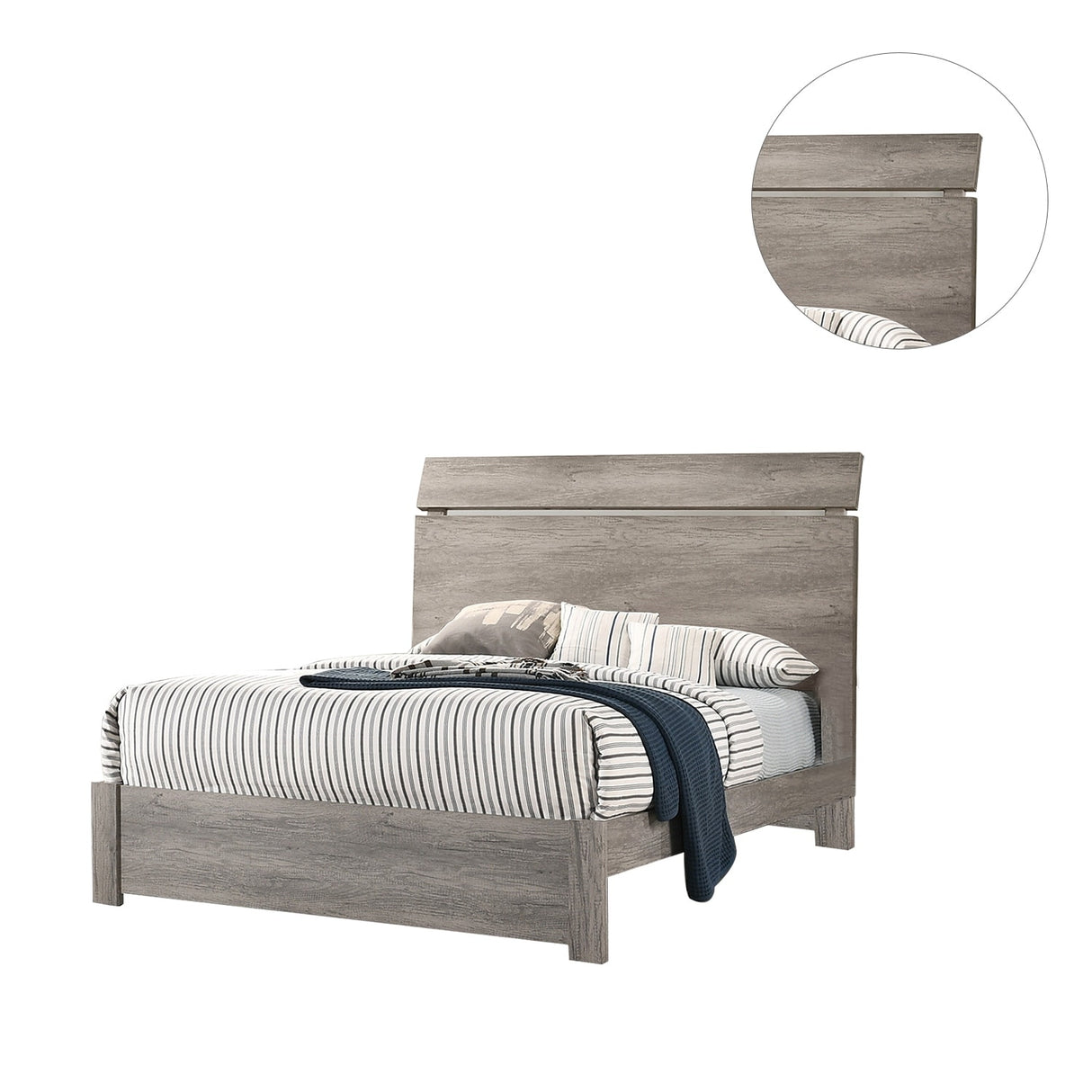 Wood Grain Surface Bed, Weathered Grey