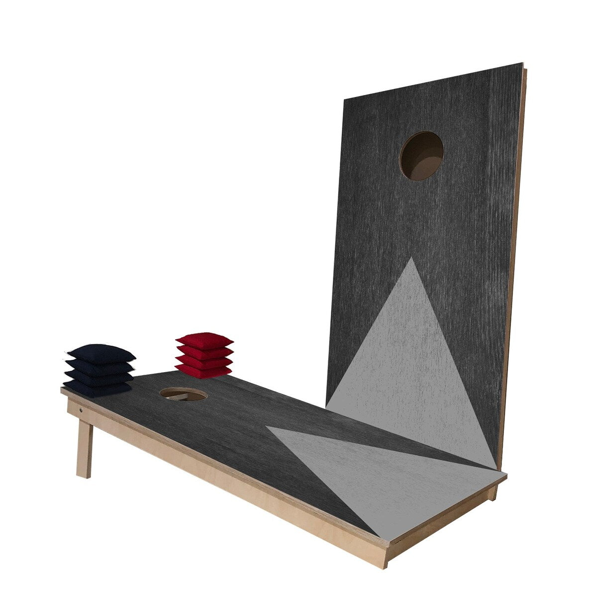 Wood Grain with Gray Corn Hole Board Game Set
