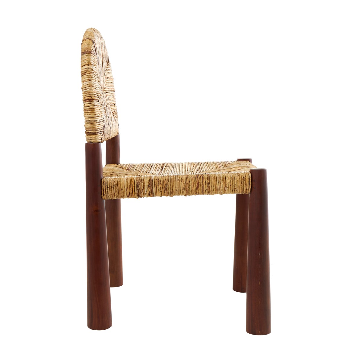 Wood Handmade Art Deco Accent Chair with Woven Banana Leaf Seat - Set of 2 Cream or Light Brown - Roche River Decor