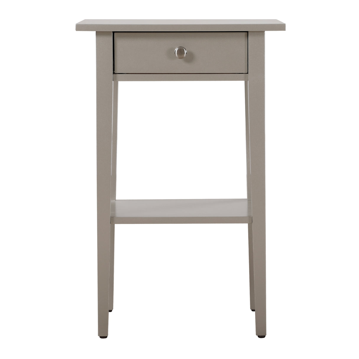 Wood High Legs Bedside Table End Table with Felt Lined Top Drawer and Open Storage Shelf for Bedroom Children's Rooms, Champagne