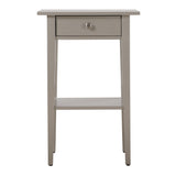 Wood High Legs Bedside Table End Table with Felt Lined Top Drawer and Open Storage Shelf for Bedroom Children's Rooms, Champagne