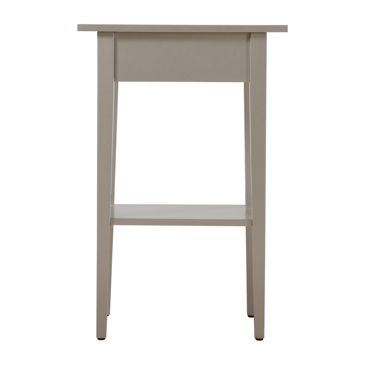 Wood High Legs Bedside Table End Table with Felt Lined Top Drawer and Open Storage Shelf for Bedroom Children's Rooms, Champagne