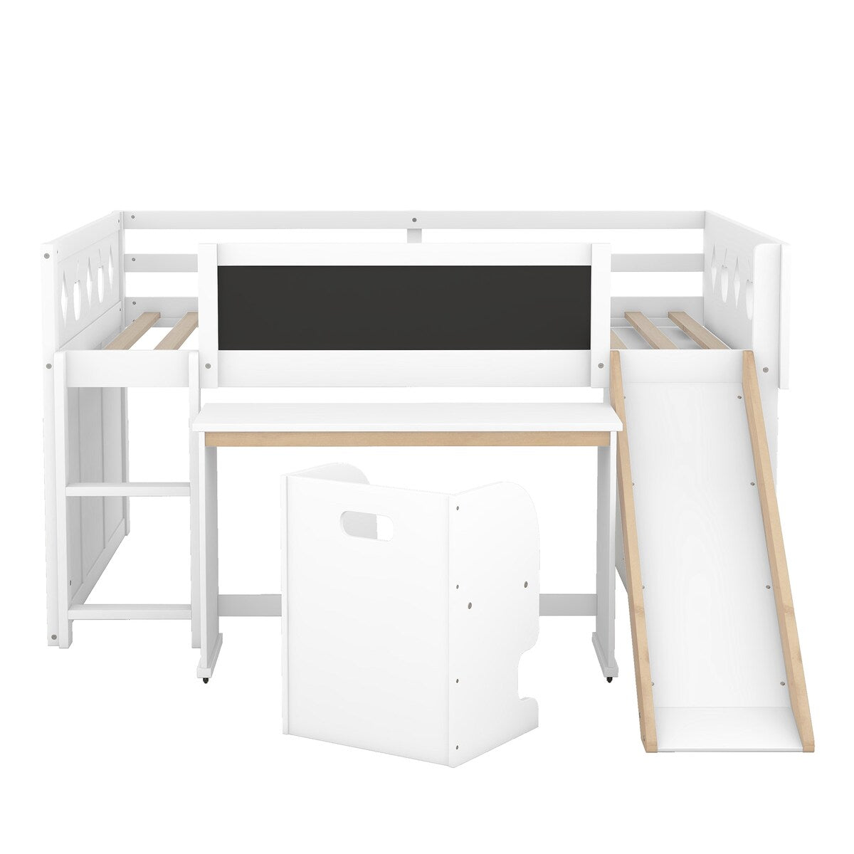 Wood Loft Bed with Slide