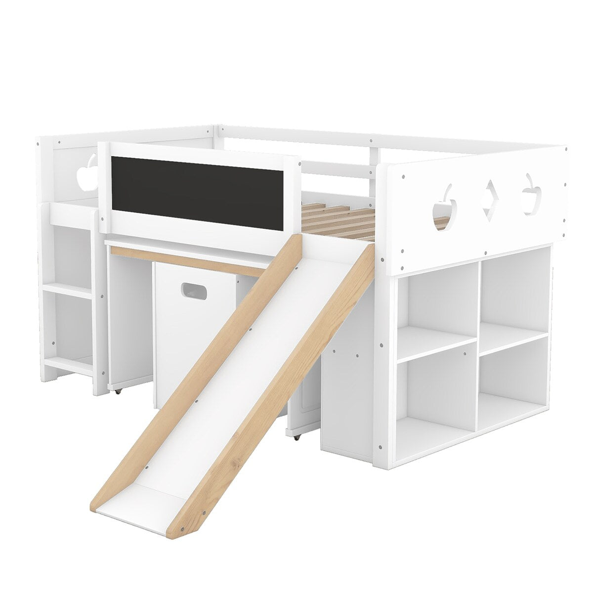 Wood Loft Bed with Slide