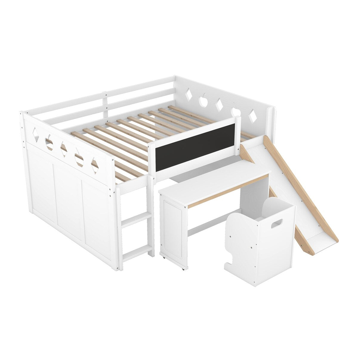 Wood Loft Bed with Slide
