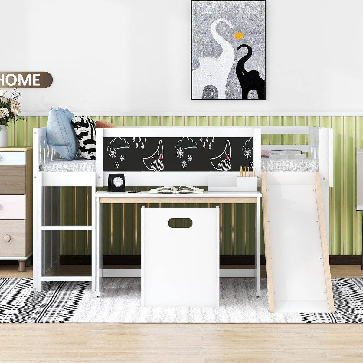 Wood Loft Bed with Slide